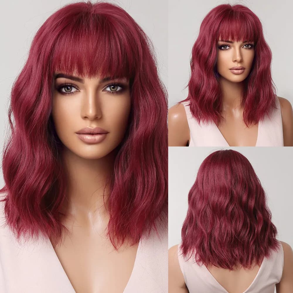 perruque longue rouge wavy